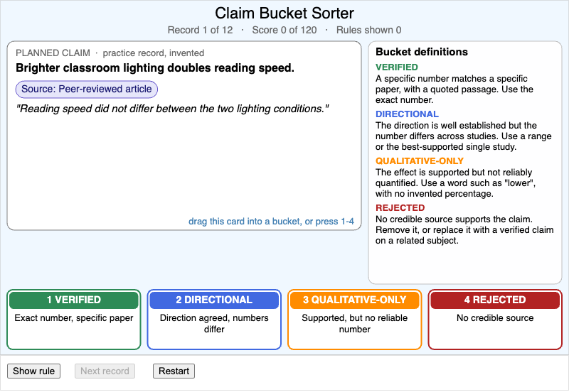 Claim Bucket Sorter