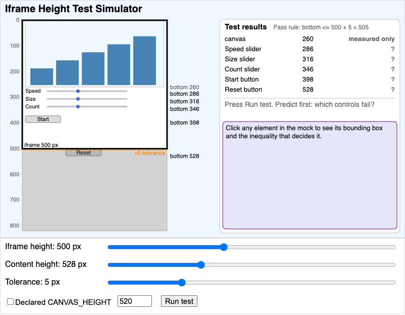 Iframe Height Test Simulator