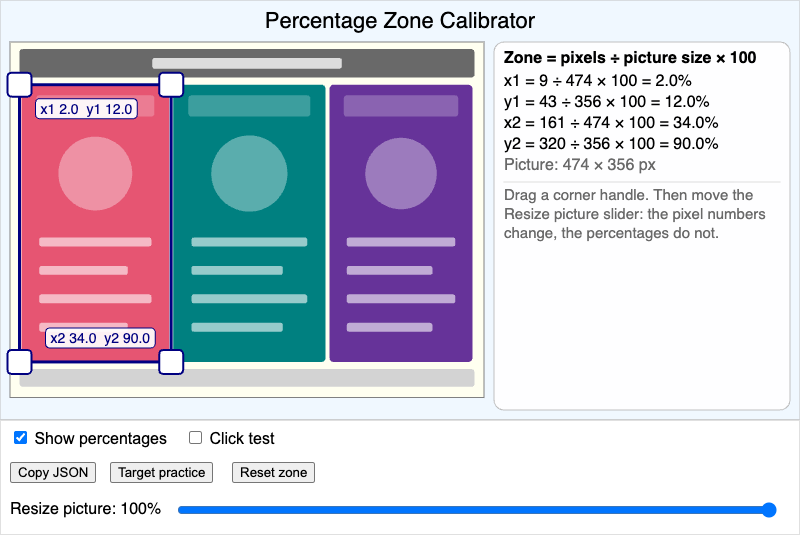 Percentage Zone Calibrator