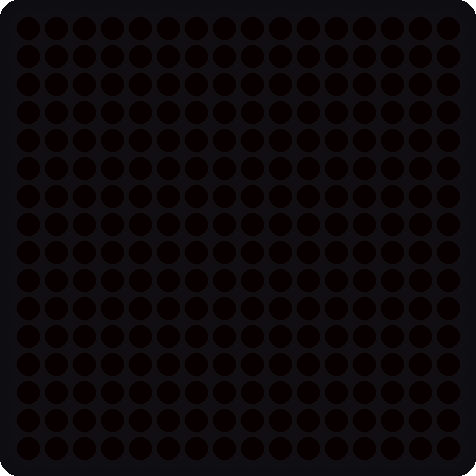 A simulated 16x16 LED matrix with every pixel lit a dim red