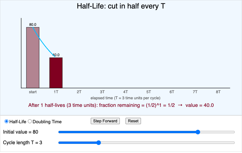 Half-Life and Doubling-Time Visualizer