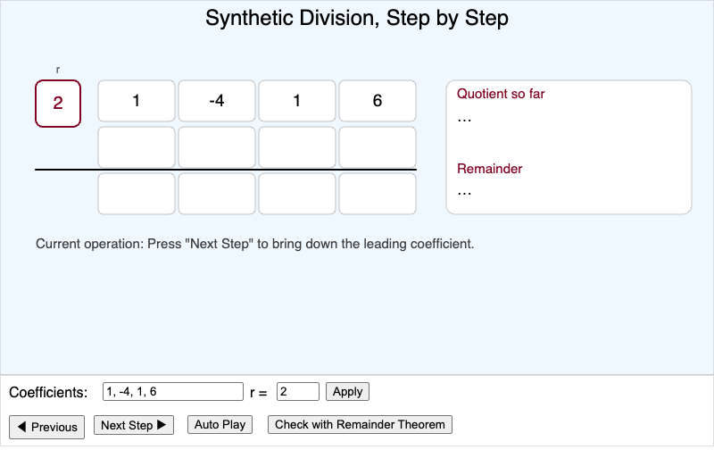 Synthetic Division Animator