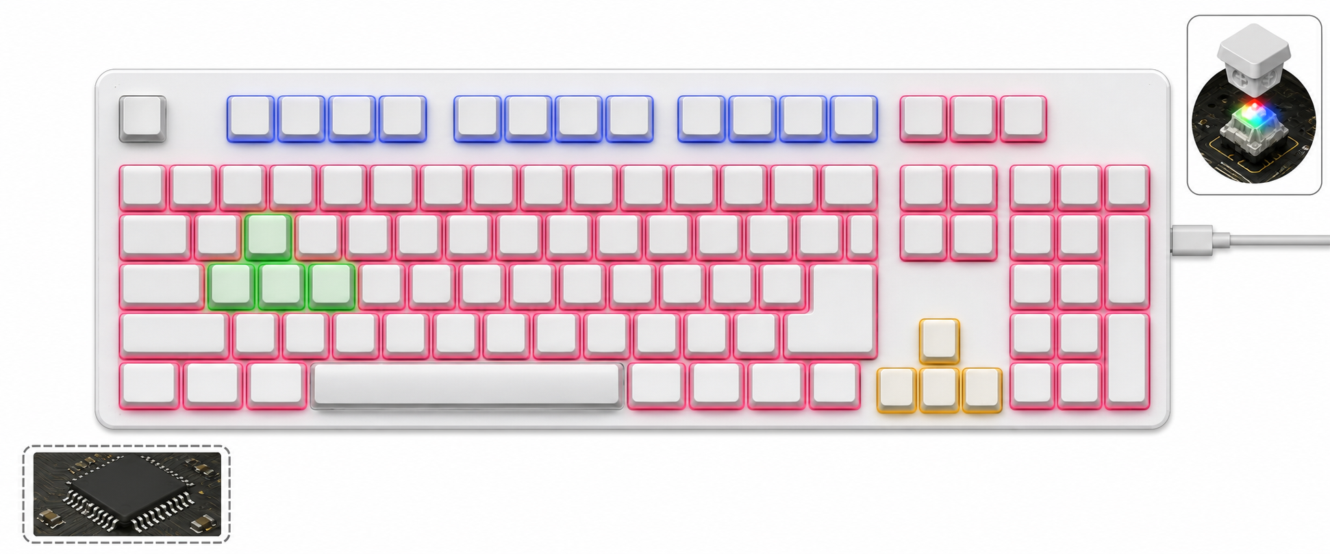 Pi 500+ RGB Keyboard Anatomy