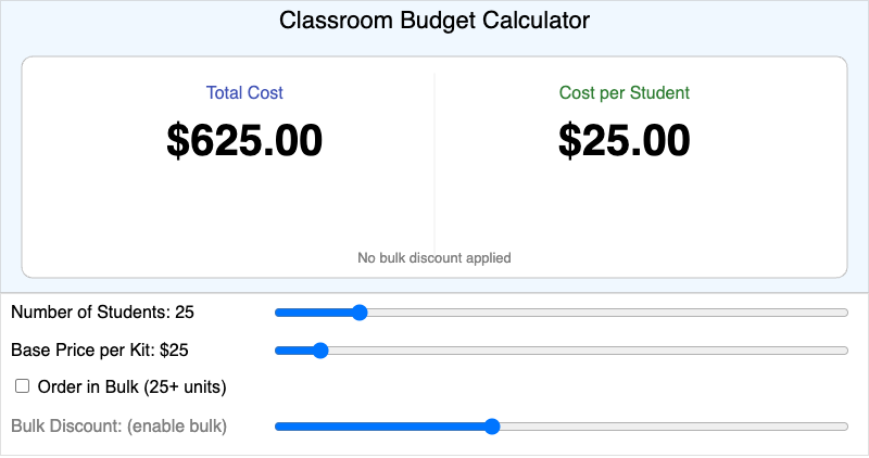 Classroom Budget Calculator