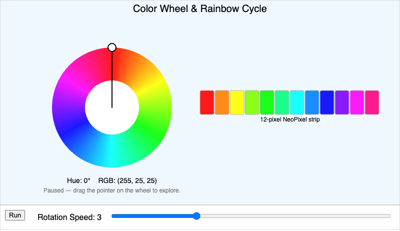 Color Wheel and Rainbow Cycle Explorer