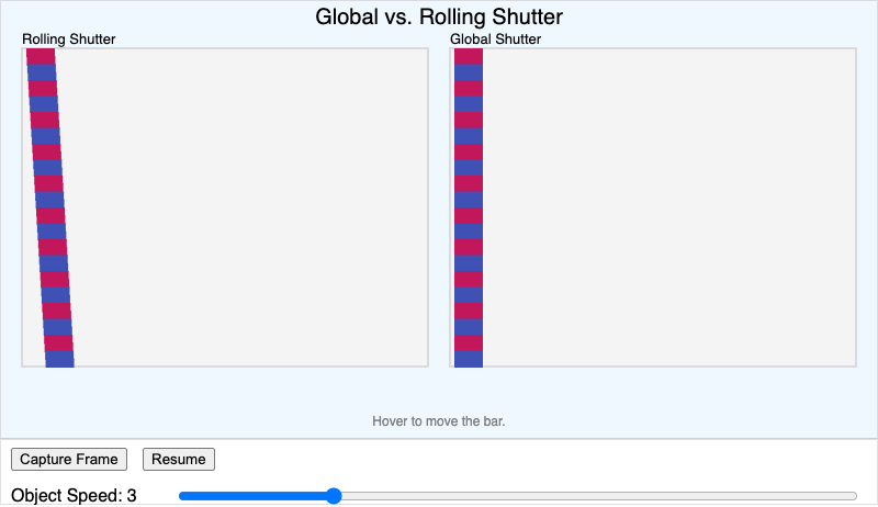 Global vs Rolling Shutter Simulator