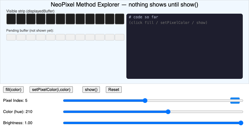 NeoPixel Library Method Explorer
