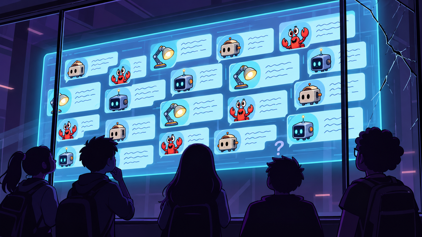 People watch an agent-only social network through cracked glass