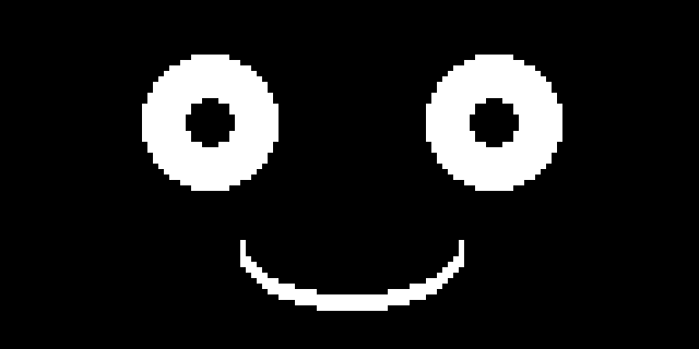 The face with both eyes open, before the button is pressed