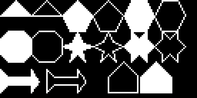 Sample output of the polygon shapes program