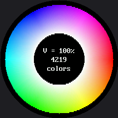 Simulated output of 33-color-wheel.py