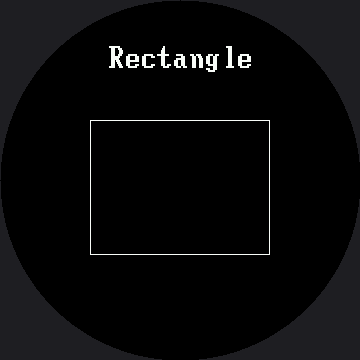 The word Rectangle in large bold text near the top of the round screen, with a plain rectangular outline below it