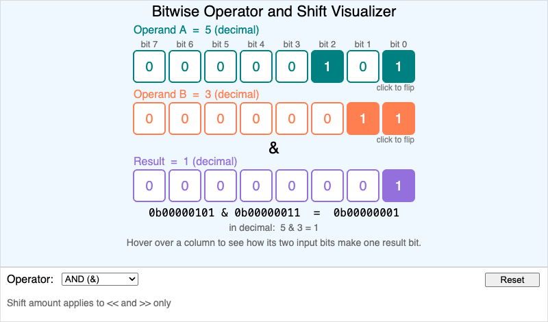Bitwise Operator and Shift Visualizer
