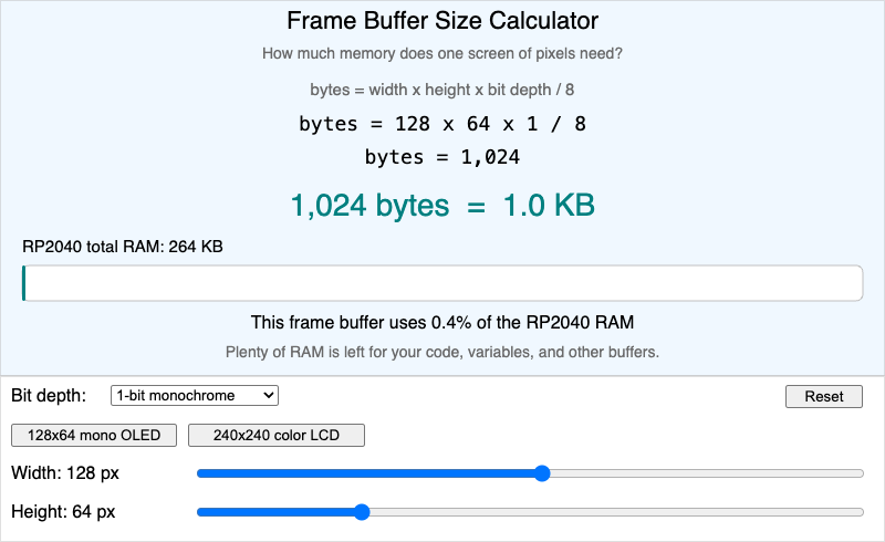 Frame Buffer Size Calculator