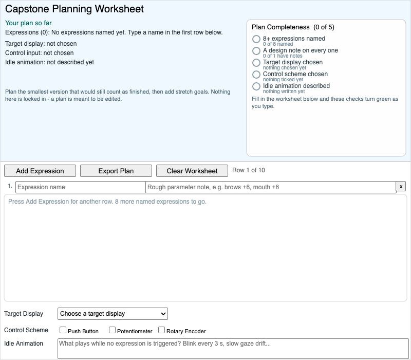 Capstone Planning Worksheet