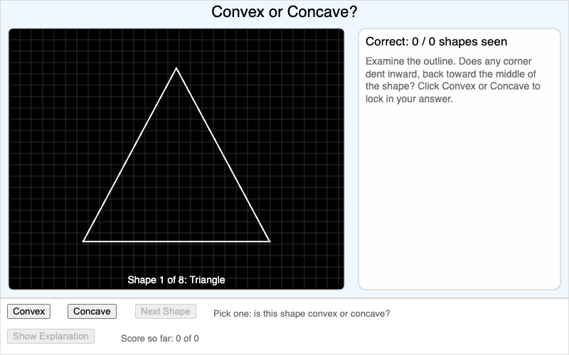 Convex vs Concave Shape Classifier