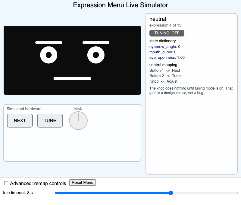 Expression Menu Live Simulator