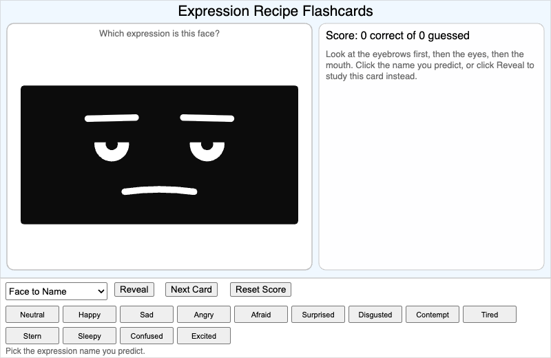 Expression Recipe Flashcard Gallery