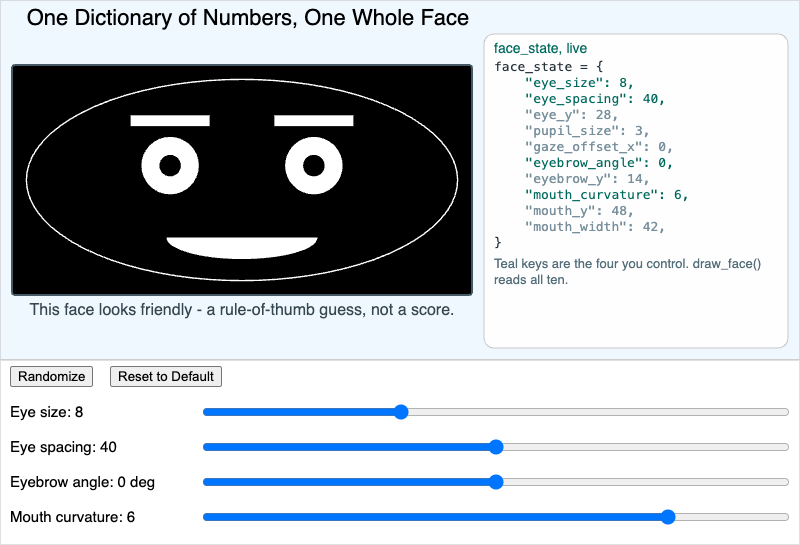 Face Parameter Slider Playground