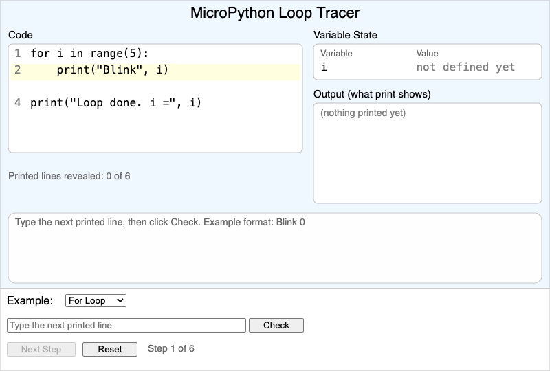 MicroPython Loop Tracer