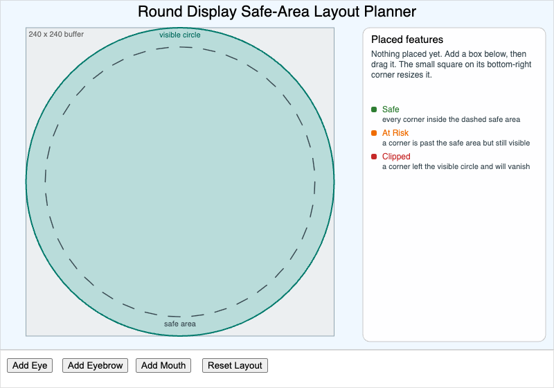 Round Display Safe-Area Layout Planner