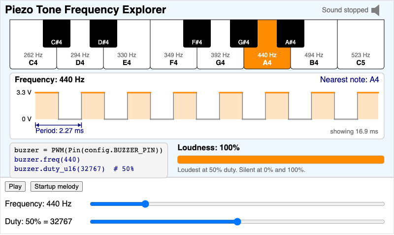 Piezo Tone Frequency Explorer