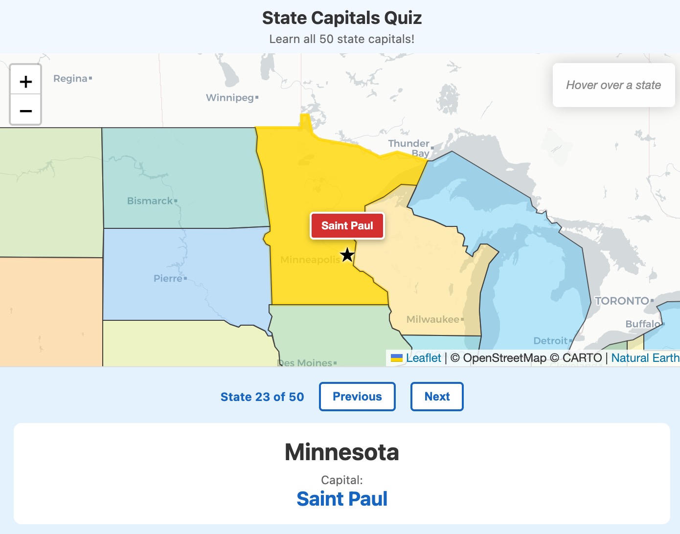 State Capitals Quiz