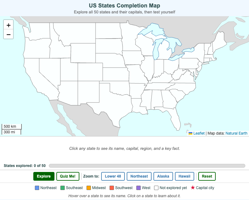 US States Completion Map