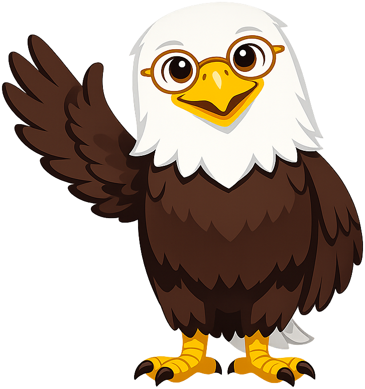 Liberty the Bald Eagle waves a welcoming greeting